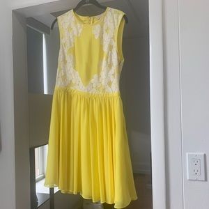 Ted Baker yellow flowy dress with lace details